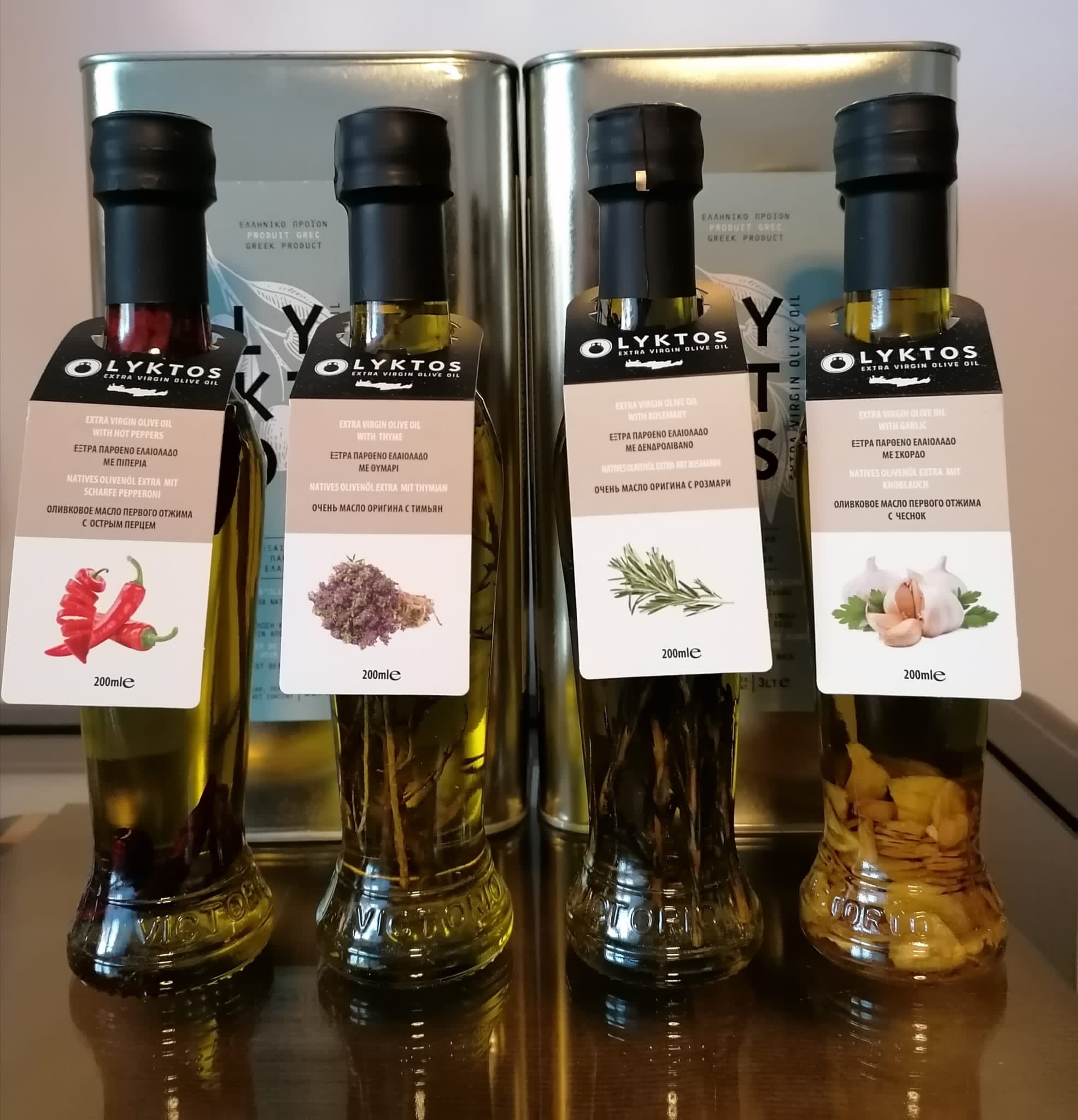 Lyktos Chilli Extra Natives Olivenöl mit Kräuter  - 200 ml Glasflasche